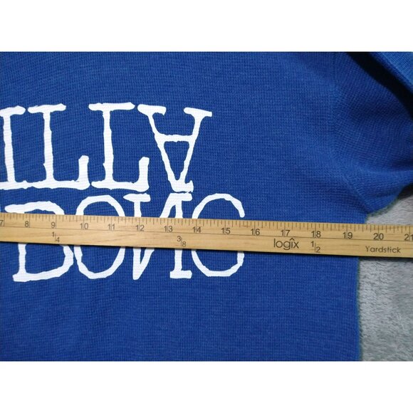 Billabong Shirt Mens Medium Blue Thermal Waffle Knit Logo Graphic Surf Skate - Picture 4 of 6